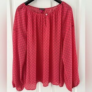 Vince Camuto Coral Geometric Blouse